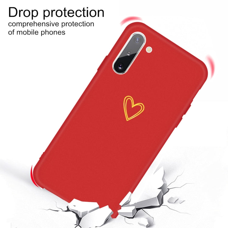 For Galaxy Note10 Golden Love Heart Pattern Frosted TPU Protective Case