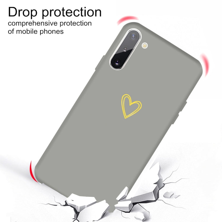 For Galaxy Note10 Golden Love Heart Pattern Frosted TPU Protective Case