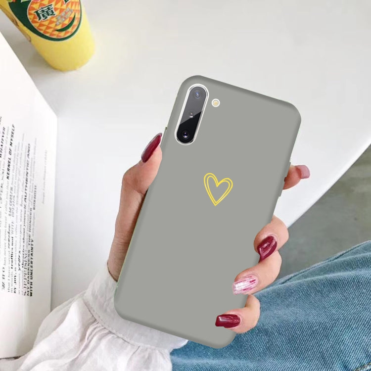 For Galaxy Note10 Golden Love Heart Pattern Frosted TPU Protective Case