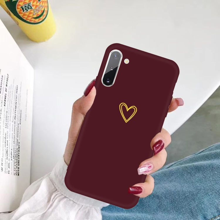For Galaxy Note10 Golden Love Heart Pattern Frosted TPU Protective Case