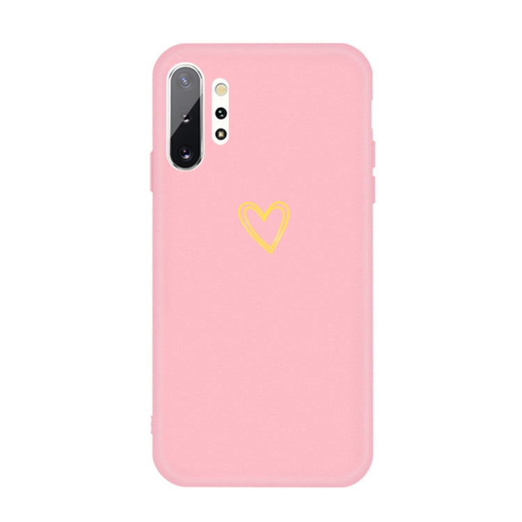 For Galaxy Note10+ Golden Love Heart Pattern Frosted TPU Protective Case