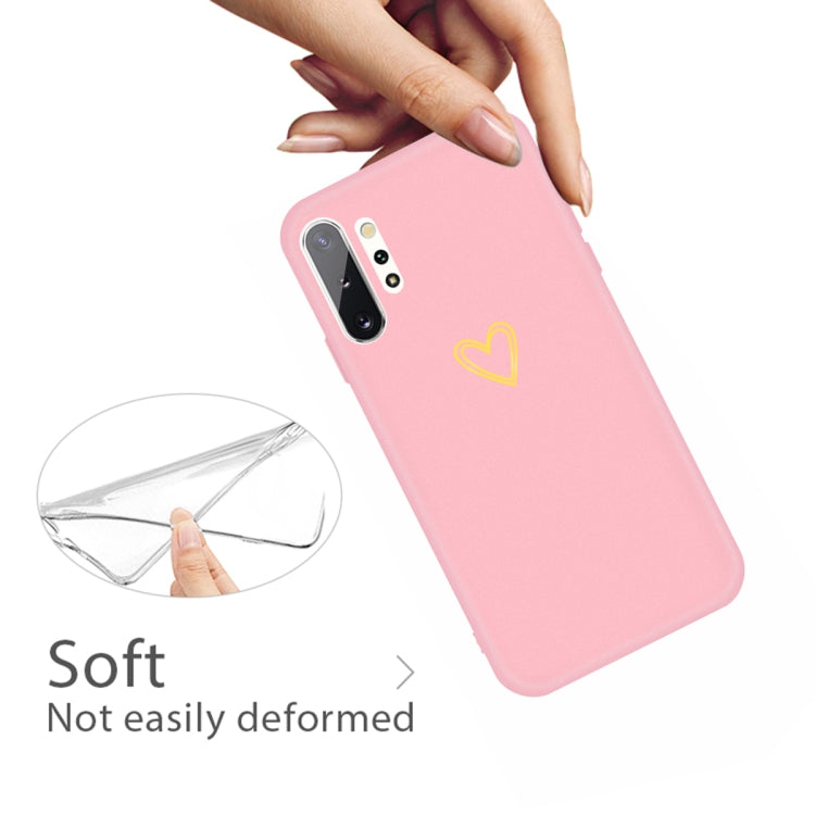 For Galaxy Note10+ Golden Love Heart Pattern Frosted TPU Protective Case