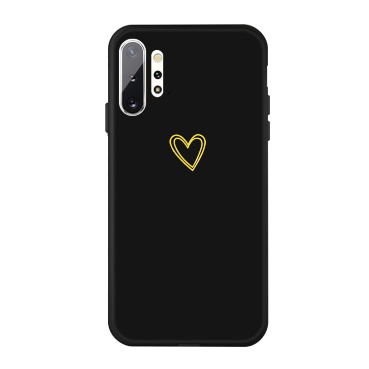 For Galaxy Note10+ Golden Love Heart Pattern Frosted TPU Protective Case