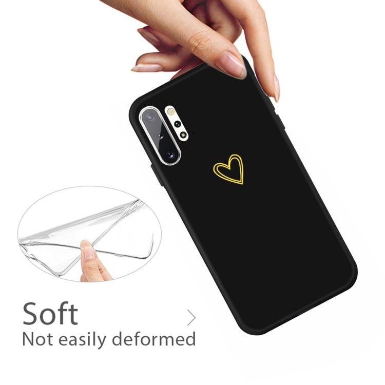 For Galaxy Note10+ Golden Love Heart Pattern Frosted TPU Protective Case