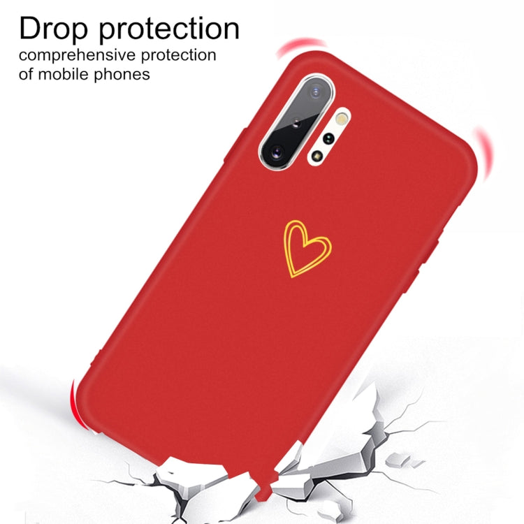 For Galaxy Note10+ Golden Love Heart Pattern Frosted TPU Protective Case