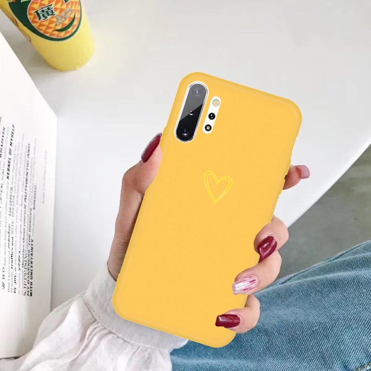 For Galaxy Note10+ Golden Love Heart Pattern Frosted TPU Protective Case