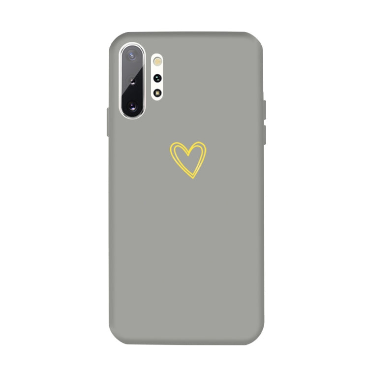 For Galaxy Note10+ Golden Love Heart Pattern Frosted TPU Protective Case