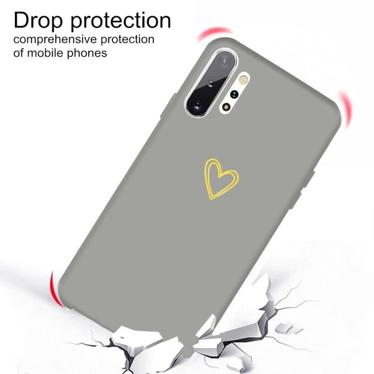 For Galaxy Note10+ Golden Love Heart Pattern Frosted TPU Protective Case