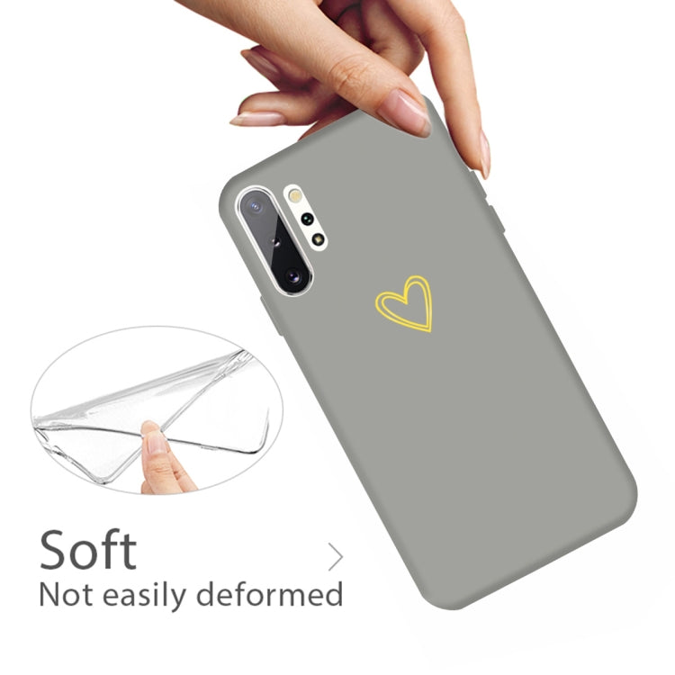 For Galaxy Note10+ Golden Love Heart Pattern Frosted TPU Protective Case