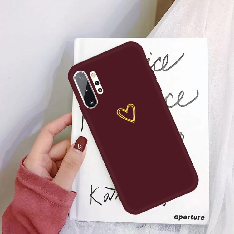For Galaxy Note10+ Golden Love Heart Pattern Frosted TPU Protective Case