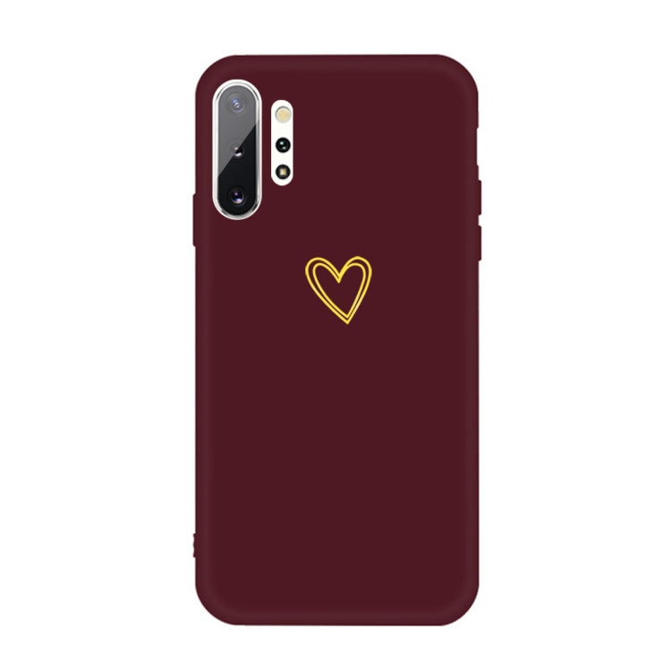 For Galaxy Note10+ Golden Love Heart Pattern Frosted TPU Protective Case