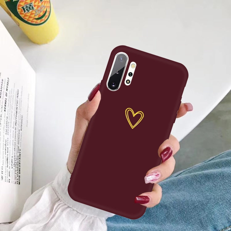 For Galaxy Note10+ Golden Love Heart Pattern Frosted TPU Protective Case