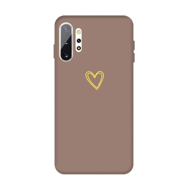 For Galaxy Note10+ Golden Love Heart Pattern Frosted TPU Protective Case