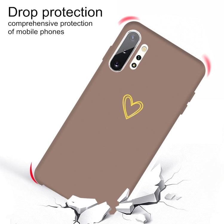 For Galaxy Note10+ Golden Love Heart Pattern Frosted TPU Protective Case