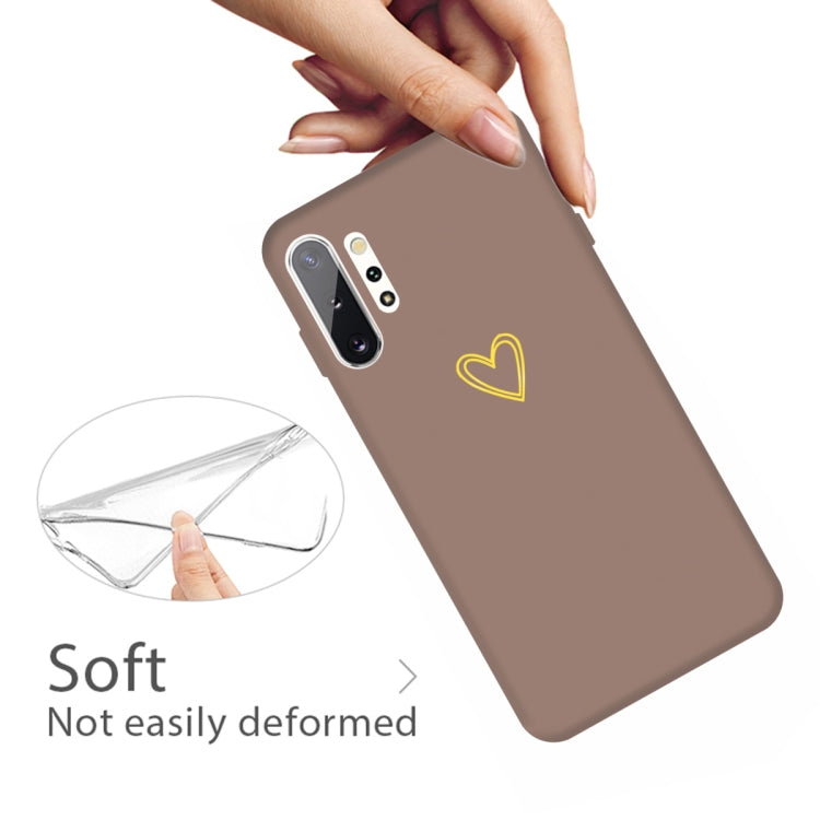 For Galaxy Note10+ Golden Love Heart Pattern Frosted TPU Protective Case