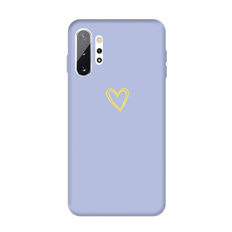 For Galaxy Note10+ Golden Love Heart Pattern Frosted TPU Protective Case