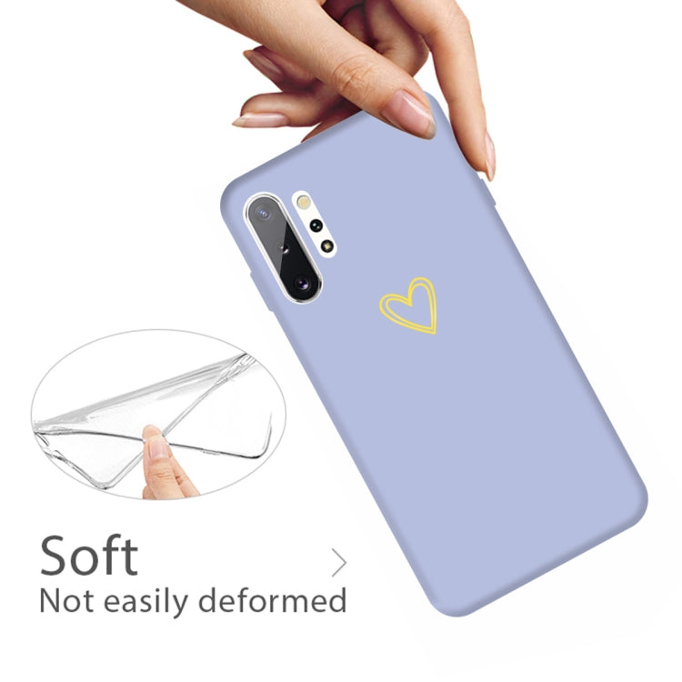 For Galaxy Note10+ Golden Love Heart Pattern Frosted TPU Protective Case