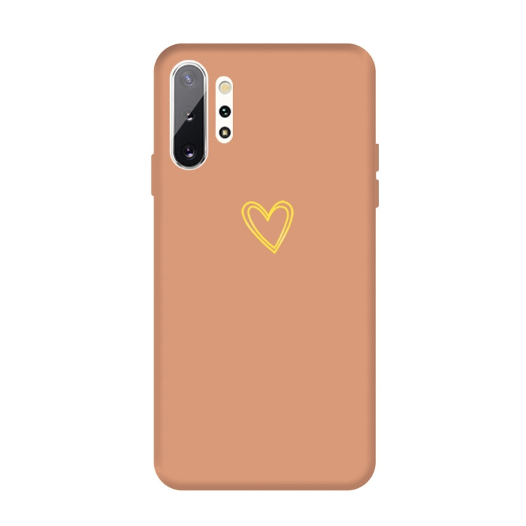 For Galaxy Note10+ Golden Love Heart Pattern Frosted TPU Protective Case