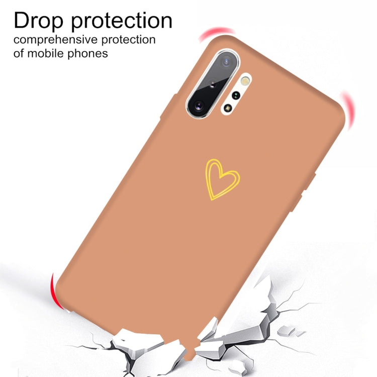 For Galaxy Note10+ Golden Love Heart Pattern Frosted TPU Protective Case