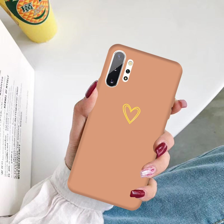 For Galaxy Note10+ Golden Love Heart Pattern Frosted TPU Protective Case