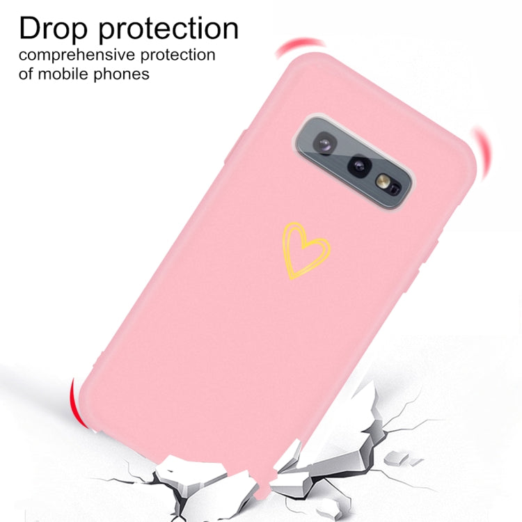 For Galaxy S10 Golden Love Heart Pattern Frosted TPU Protective Case