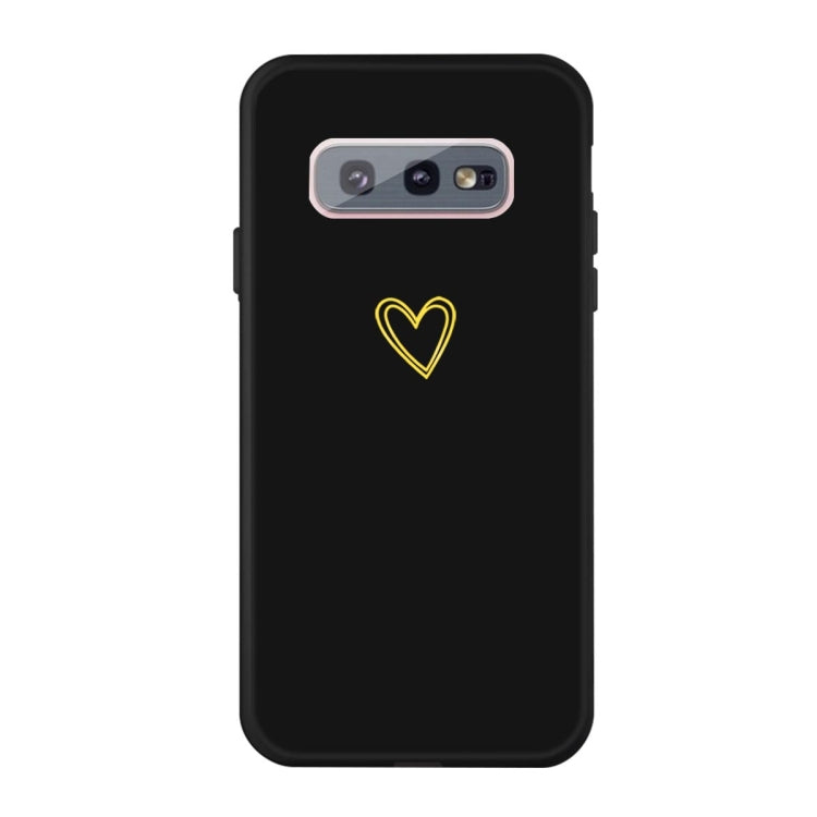 For Galaxy S10 Golden Love Heart Pattern Frosted TPU Protective Case
