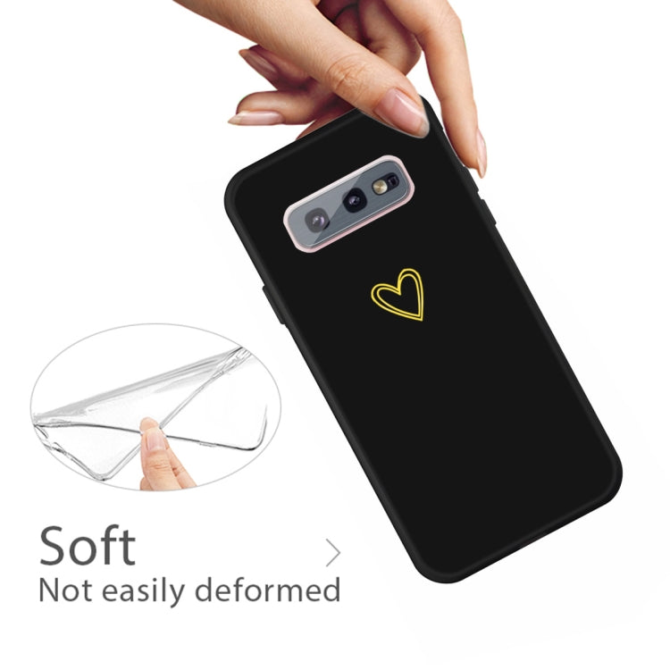 For Galaxy S10 Golden Love Heart Pattern Frosted TPU Protective Case