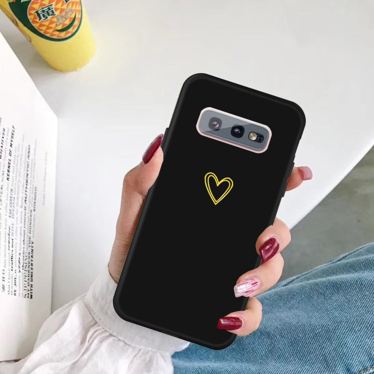For Galaxy S10 Golden Love Heart Pattern Frosted TPU Protective Case