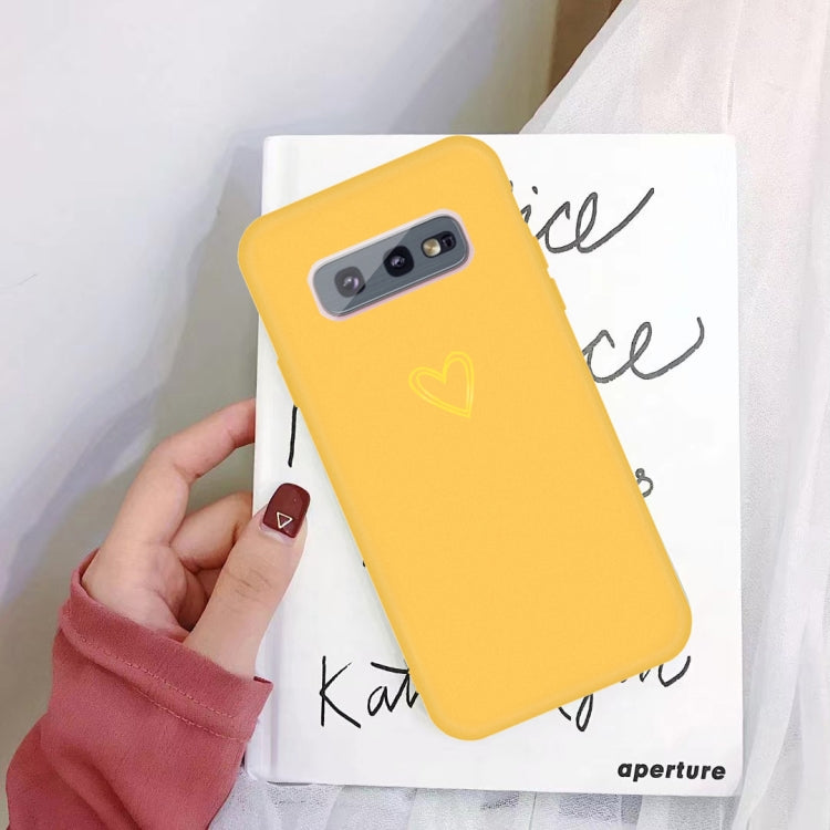 For Galaxy S10 Golden Love Heart Pattern Frosted TPU Protective Case