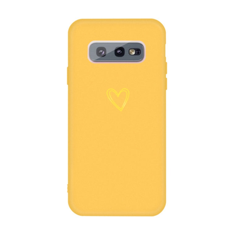 For Galaxy S10 Golden Love Heart Pattern Frosted TPU Protective Case