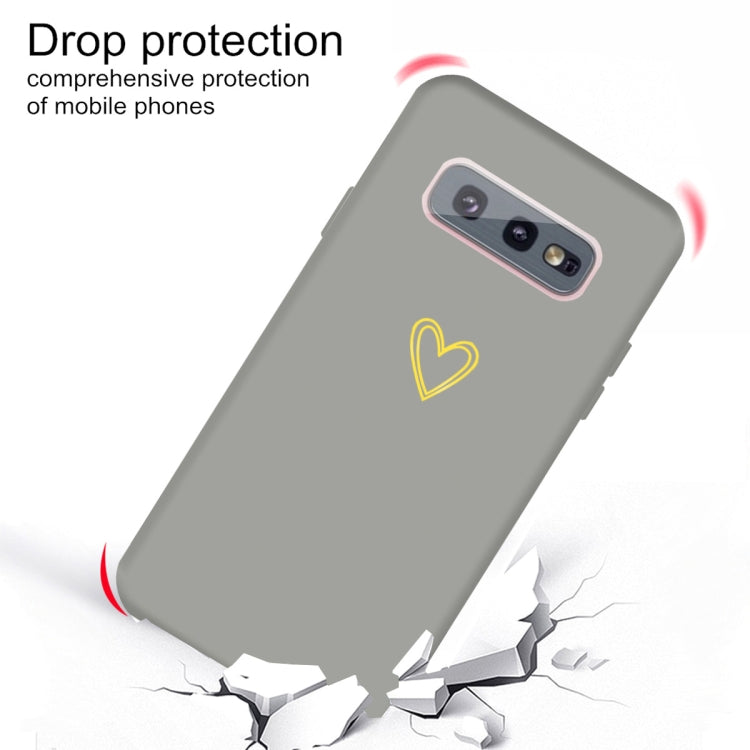For Galaxy S10 Golden Love Heart Pattern Frosted TPU Protective Case