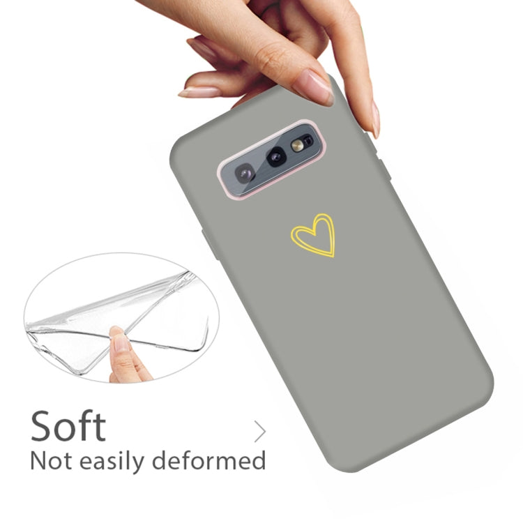 For Galaxy S10 Golden Love Heart Pattern Frosted TPU Protective Case