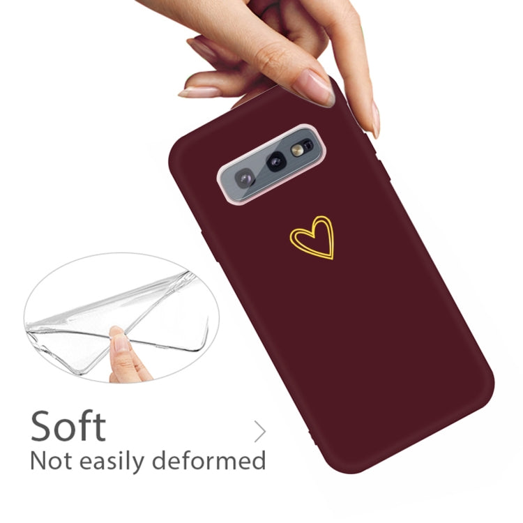 For Galaxy S10 Golden Love Heart Pattern Frosted TPU Protective Case