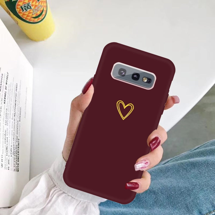 For Galaxy S10 Golden Love Heart Pattern Frosted TPU Protective Case