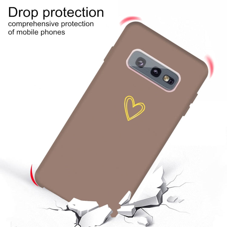 For Galaxy S10 Golden Love Heart Pattern Frosted TPU Protective Case