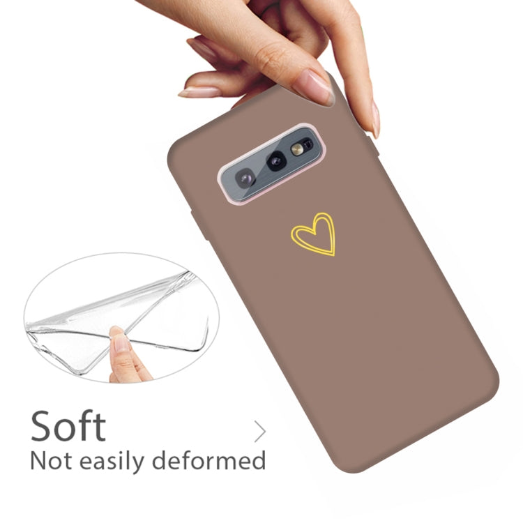 For Galaxy S10 Golden Love Heart Pattern Frosted TPU Protective Case