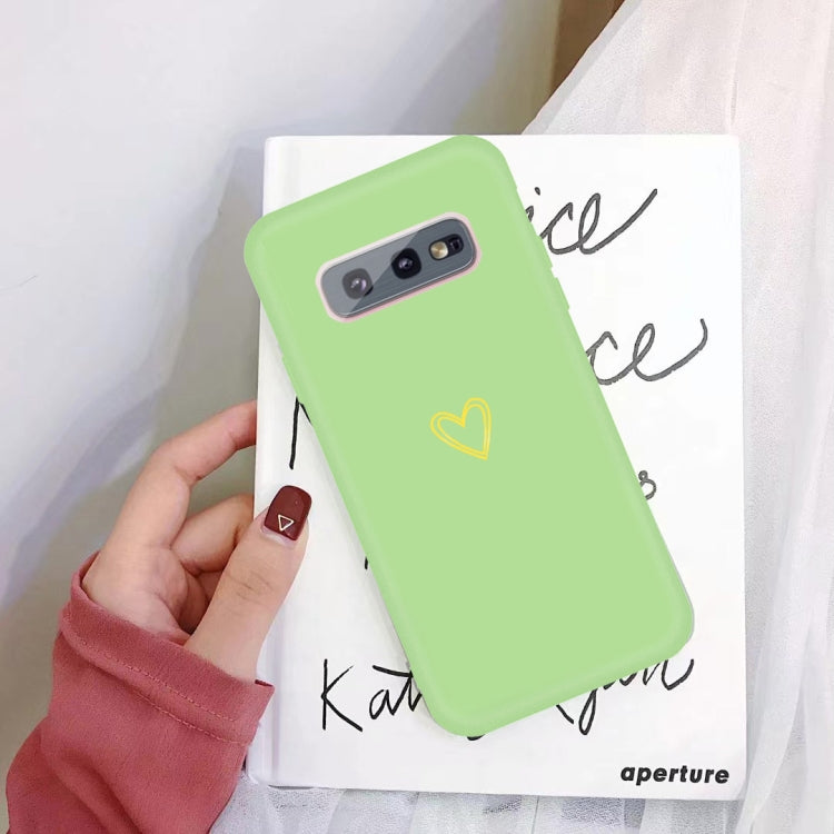 For Galaxy S10 Golden Love Heart Pattern Frosted TPU Protective Case