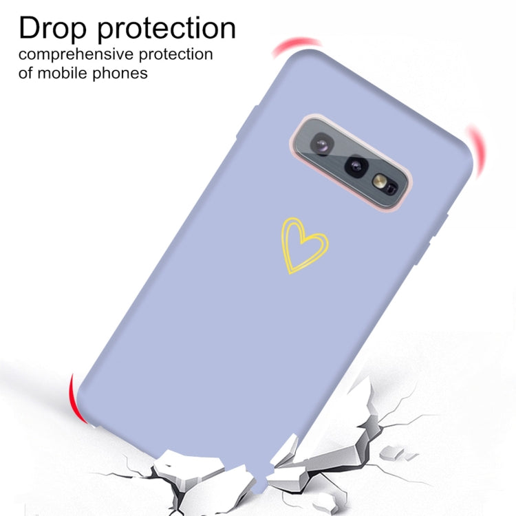 For Galaxy S10 Golden Love Heart Pattern Frosted TPU Protective Case