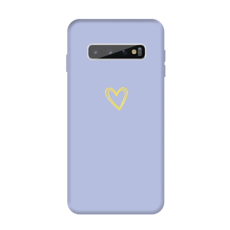 For Galaxy S10+ Golden Love Heart Pattern Frosted TPU Protective Case