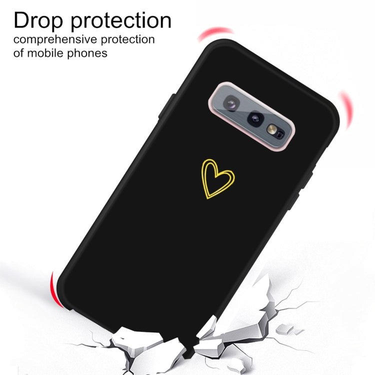 For Galaxy S10e Golden Love Heart Pattern Frosted TPU Protective Case