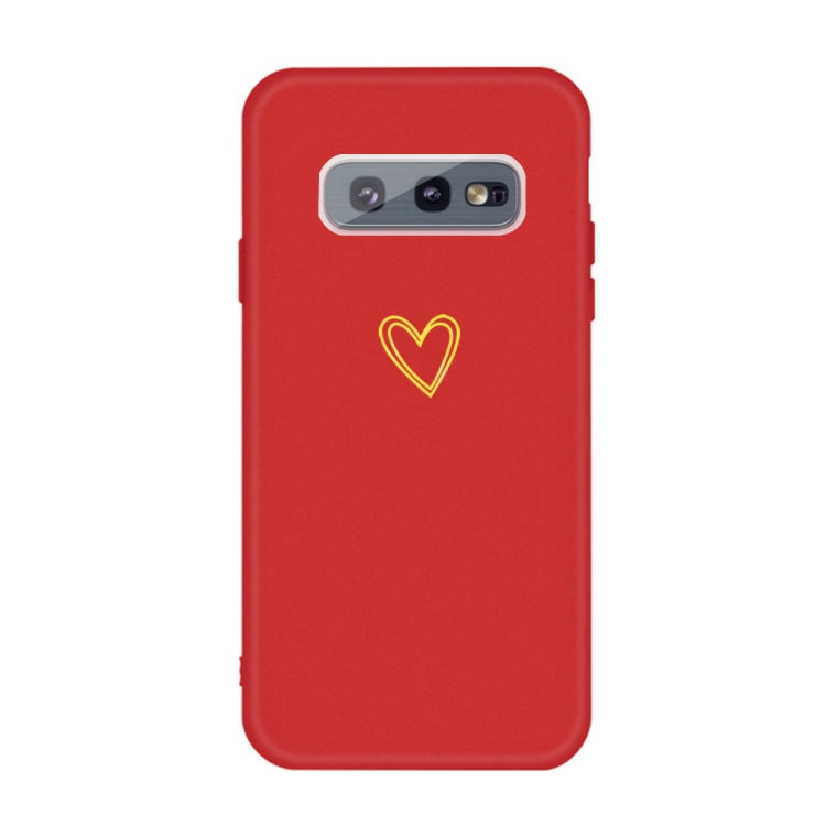 For Galaxy S10e Golden Love Heart Pattern Frosted TPU Protective Case