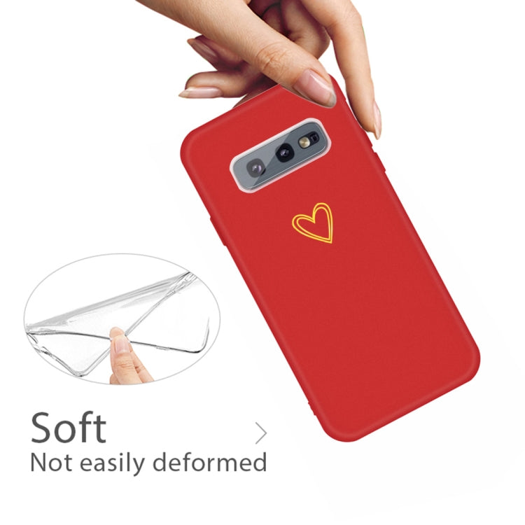 For Galaxy S10e Golden Love Heart Pattern Frosted TPU Protective Case