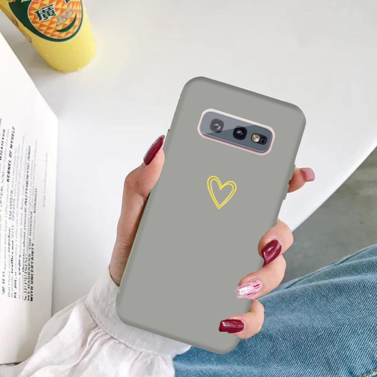 For Galaxy S10e Golden Love Heart Pattern Frosted TPU Protective Case