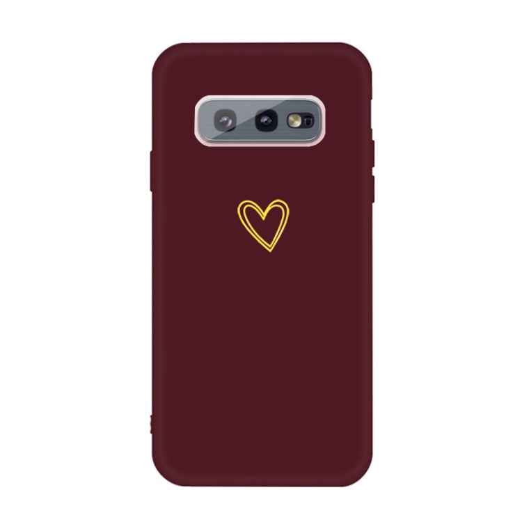 For Galaxy S10e Golden Love Heart Pattern Frosted TPU Protective Case