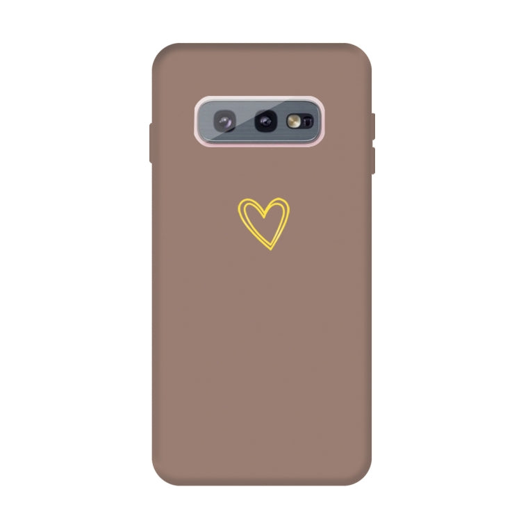 For Galaxy S10e Golden Love Heart Pattern Frosted TPU Protective Case