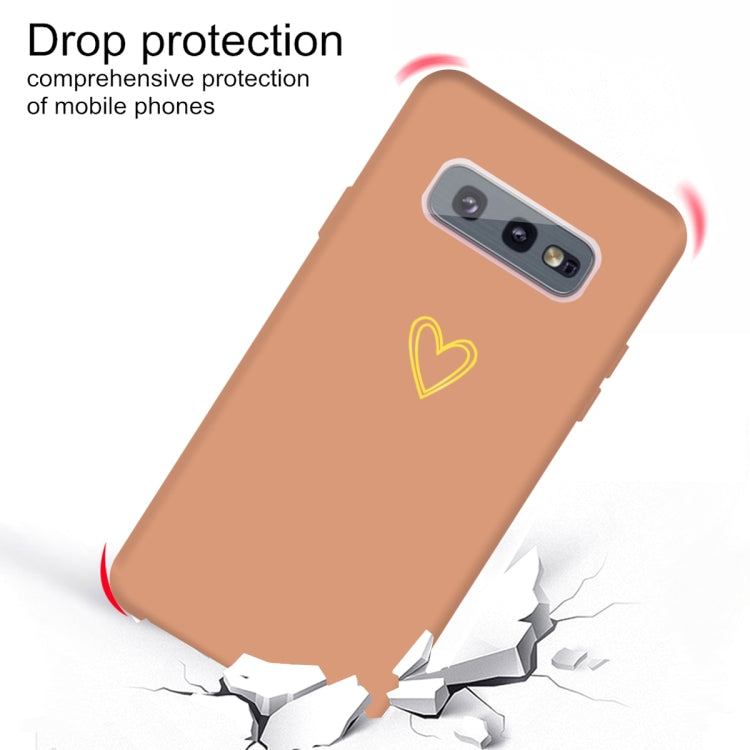 For Galaxy S10e Golden Love Heart Pattern Frosted TPU Protective Case