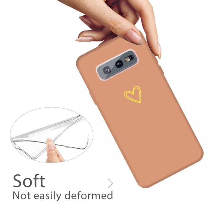 For Galaxy S10e Golden Love Heart Pattern Frosted TPU Protective Case