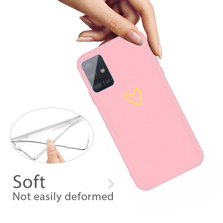 For Galaxy A71 Golden Love Heart Pattern Frosted TPU Protective Case