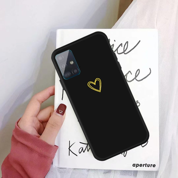 For Galaxy A71 Golden Love Heart Pattern Frosted TPU Protective Case