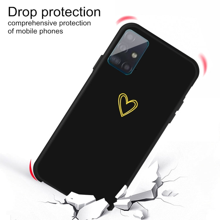For Galaxy A71 Golden Love Heart Pattern Frosted TPU Protective Case